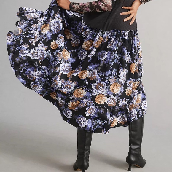 Anthropologie Two Piece Set: Floral Maxi Dress & Mesh Long Sleeve Top - Picture 8 of 15